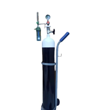 China medical oxygen cylinder on a trolley with regulator