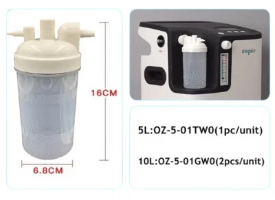 Owgels oxygen concentrator humidifier bottle with dimensions